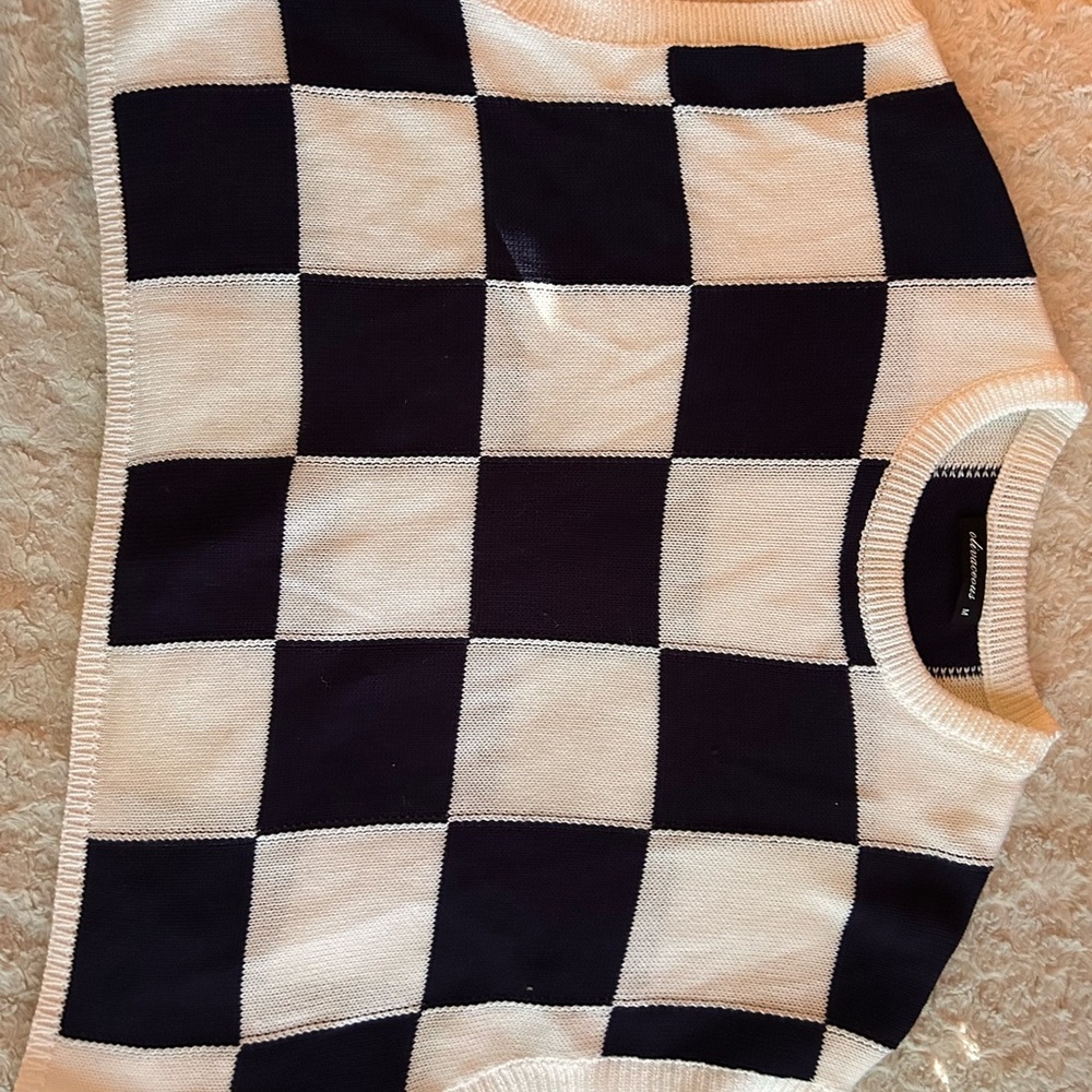 Checkered Black and White Sweater Vest